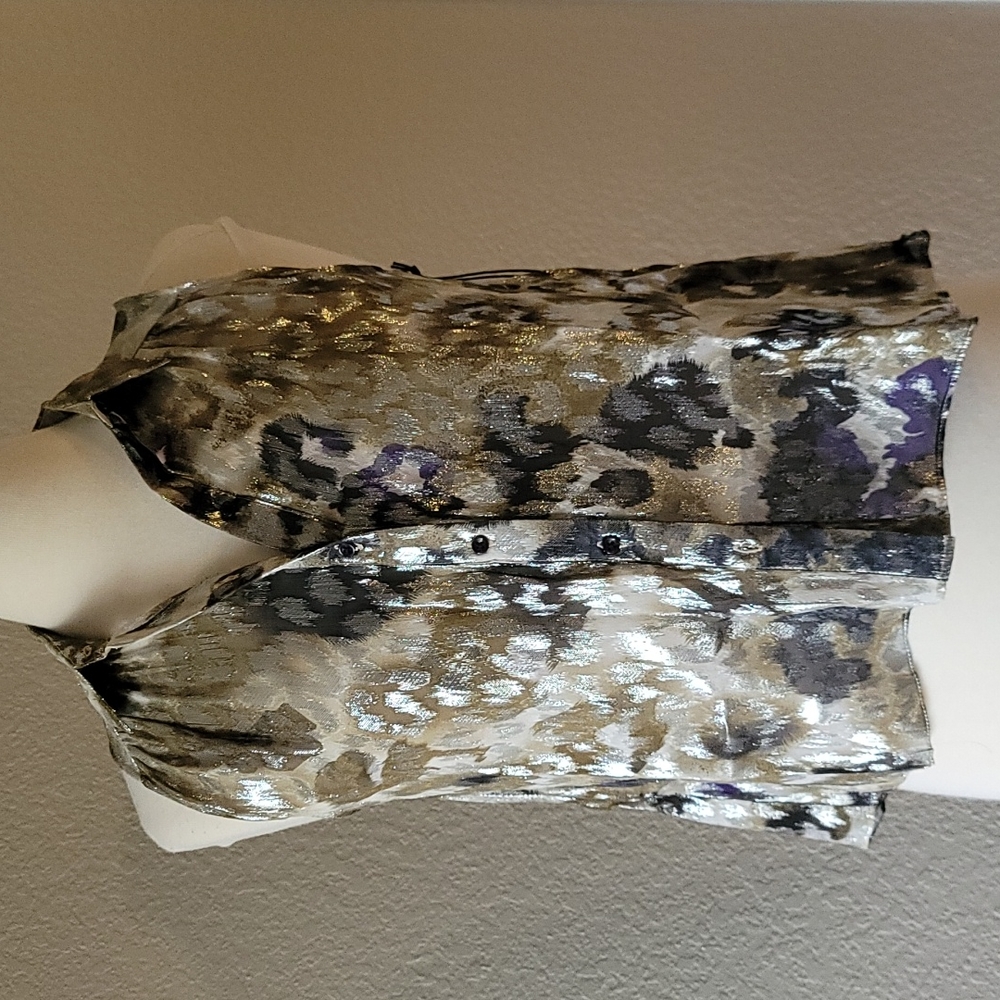 Small Joe's Shiny Metallic Button up Tank NWT